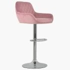 Albany Bar Stool Pink Velvet & Chrome Base