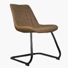 Apopka Dining Chair Antique Brown Faux Leather & Black Leg