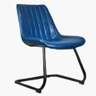 Bonita Office Chair Blue Faux Leather & Black Base