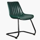 Apopka Dining Chair Bottle Green Faux Leather & Black Leg