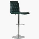 Arden Bar Stool Bottle Green Leather & Chrome Base