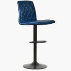 Ares Bar Stool Blue Leather & Black Base
