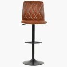 Ares Bar Stool Tan Brown Leather & Black Base