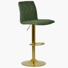Arizona Bar Stool Vintage Green Leather & Gold Base