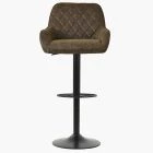 Arnside Bar Stool Aged Brown Leather & Black Base