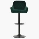 Arnside Bar Stool Emerald Green Velvet & Black Base