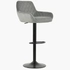 Arnside  Bar Stool Grey Velvet & Black Base