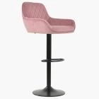 Arnside  Bar Stool Pink Velvet & Black Base