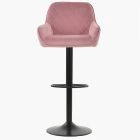 Arnside  Bar Stool Pink Velvet & Black Base