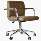 Bahama Office Chair Antique Brown Faux Leather & Chrome