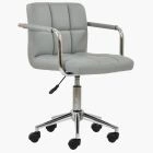 Bahama Office Chair Grey Faux Leather & Chrome