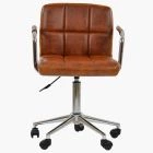 Bahama Office Chair Tan Brown Faux Leather & Chrome