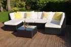 Barcelona 6 Seater Garden Rattan Corner Sofa Set with Table Brown