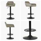 Bardon Bar Stool Taupe Leather & Black Base