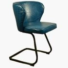 Barley Dining Chair Blue Faux Leather & Black Legs
