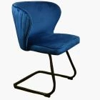 Barley Dining Chair Blue Velvet & Black Legs
