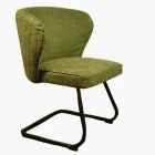 Barley Dining Chair Vintage Green Faux Leather & Black Legs