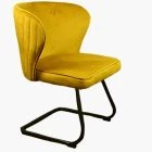 Barley Dining Chair Mustard Velvet & Black Legs