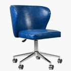 Belisimo Office Chair Blue Faux Leather & Chrome