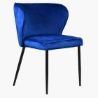 Belisimo Dining Chair Blue Velvet & Black Legs