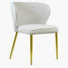 Belisimo Dining Chair Grey Boucle Fabric & Gold Legs