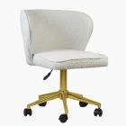 Belisimo Office Chair Grey Boucle Fabric & Gold