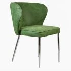 Belisimo Dining Chair Vintage Green Faux Leather & Chrome Legs