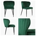 Belisimo Dining Chair Green Velvet & Black Legs