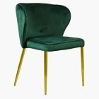 Belisimo Dining Chair Green Velvet & Gold Legs