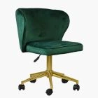 Belisimo Office Chair Green Velvet & Gold