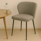 Belisimo Dining Chair Grey Boucle Fabric & Black Legs