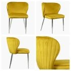 Belisimo Dining Chair Mustard Velvet & Chrome Legs