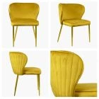 Belisimo Dining Chair Mustard Velvet & Gold Legs
