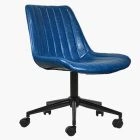 Bell Office Chair Blue Faux Leather & Black Base