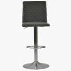 Bellucci Bar Stool Aged Slate Aged Slate Grey Leather & Brushed Steel Base