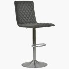 Bellucci Bar Stool Black Leather & Brushed Steel Base