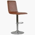 Bellucci Bar Stool Vintage Tan Brown Leather & Brushed Steel Base