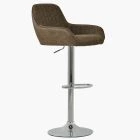 Blair Bar Stool Antique Brown Leather & Chrome Base