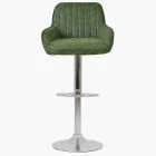 Blair Bar Stool Aged Olive Green Leather & Chrome Base