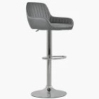 Blair Bar Stool Dark Grey Leather & Chrome Base