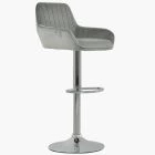 Blair Bar Stool Grey Velvet & Chrome Base