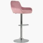 Blair Bar Stool Pink Velvet & Chrome Base