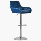 Blair Bar Stool Blue Leather & Chrome Base