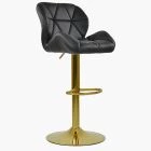 Bowston Bar Stool Black Leather & Gold Base