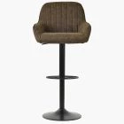 Bronx Bar Stool Aged Brown Leather & Black Base