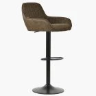 Bronx Bar Stool Antique Brown Leather & Black Base