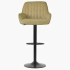 Bronx Bar Stool Beige Cream Leather & Black Base