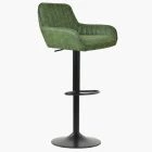 Bronx Bar Stool Vintage Green Leather & Black Base