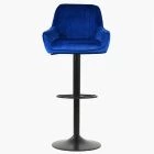 Bronx Bar Stool Blue Velvet & Black Base