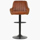 Bronx Bar Stool Tan Brown Leather & Black Base